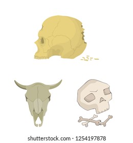 Vector design of skeleton and character logo. Collection of skeleton and halloween stock symbol for web.