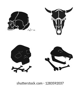 Vector design of skeleton and character logo. Set of skeleton and halloween vector icon for stock.