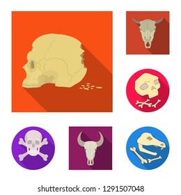 Vector design of skeleton and character logo. Set of skeleton and halloween vector icon for stock.