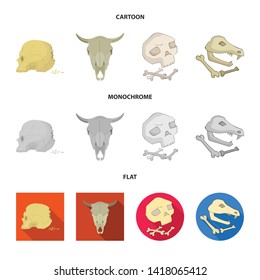 Vector design of skeleton and character logo. Collection of skeleton and halloween vector icon for stock.