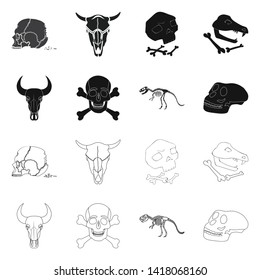 Vector design of skeleton and character logo. Collection of skeleton and halloween stock symbol for web.