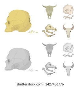 Vector design of skeleton and character logo. Set of skeleton and halloween stock symbol for web.