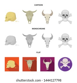 Vector design of skeleton and character logo. Set of skeleton and halloween stock vector illustration.