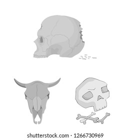 Vector design of skeleton and character sign. Set of skeleton and halloween stock symbol for web.
