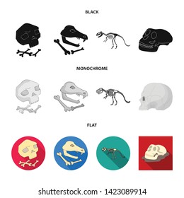 Vector design of skeleton and character sign. Set of skeleton and halloween stock symbol for web.