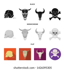 Vector design of skeleton and character sign. Collection of skeleton and halloween vector icon for stock.