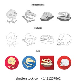 Vector design of skeleton and character symbol. Set of skeleton and halloween stock symbol for web.