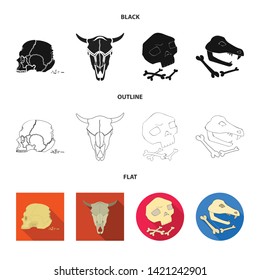 Vector design of skeleton and character symbol. Set of skeleton and halloween stock vector illustration.
