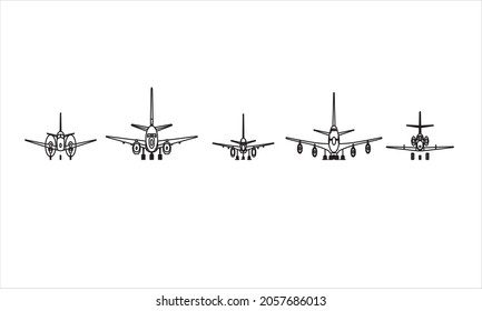 Vector design Sketch of an airplane seen from the front