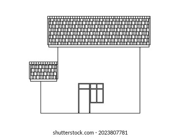 Vector design sketch of the back of a private residence