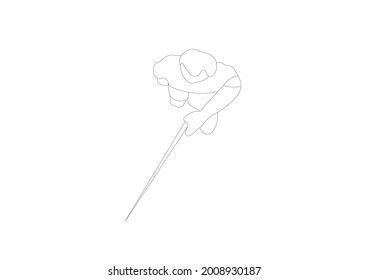 Vector design of sketch of a blind man walking with a blind cane
