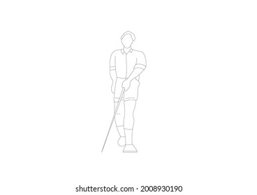 Vector design of sketch of blind man using blind stick