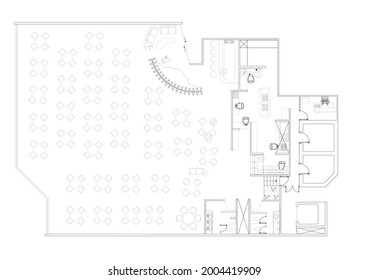 Vector Design Sketch Of A Cafe Or Bar Or Shop Floor Plan