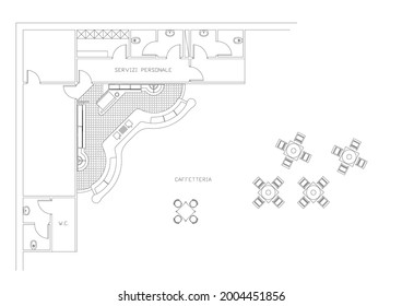 Vector design sketch of a cafe or bar place