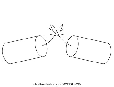 Vector design of a sketch of a candle that is lighting one candle