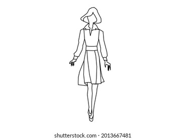 Vector design of a sketch of a charming beautiful teenage girl