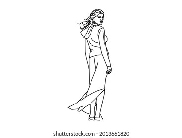 Vector design sketch of a charming and lovely pretty teenager