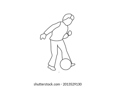 Vector design of a sketch of a child playing football