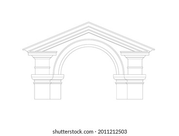Vector Design Sketch of classic luxury house terrace roof
