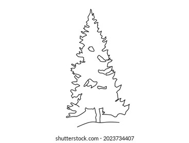 Vector design sketch of a conical Christmas tree or snow tree