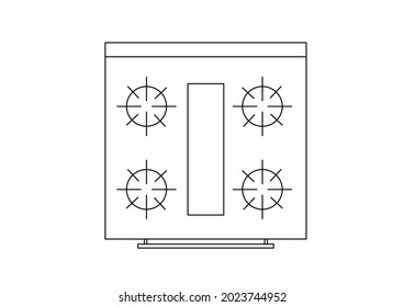 Vector Design Sketch Of A Cookware Display With Four Flame Axes