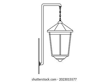 Vector design sketch of a decorative lamp placed on the terrace of the house