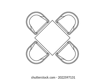 Vector design sketch of a dining table with four chairs