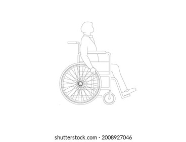 Vector design sketch of a disabled person in a wheelchair