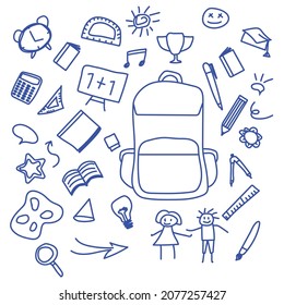 vector design sketch doodle art hand drawn school supplies