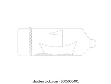 Vector design sketch of a drinking place with a ship image