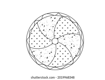 Vector design sketch of a fan-shaped motif