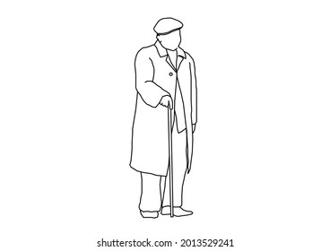 Diseño vectorial del boceto de un hombre gordo con una chaqueta