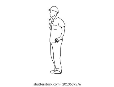 Vector design of a sketch of a field worker