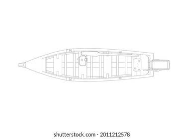 Vector Design Sketch of a fishing boat looking for fish