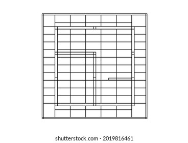 Esbozo de diseño de vectores o plano de planta de un techo de casa