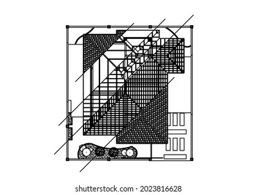 Vector design sketch of a framework for making the roof