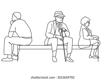 Vector design of sketch of a group of people sitting on chairs