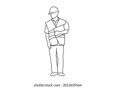 Vector design of a sketch of a heavy equipment worker