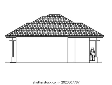 Esbozo de diseño vectorial de una casa que se extiende desde la izquierda