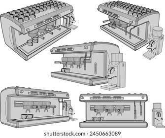 vector design sketch illustration of a coffee maker for serving in a cafe