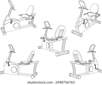 vector design sketch illustration of cycling gym equipment for sports