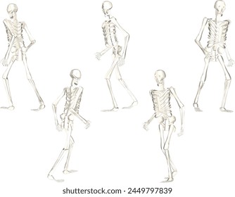 vector design sketch illustration of a human skull skeleton running