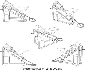 vector design sketch illustration of an industrial machine for a dough mixer factory 
