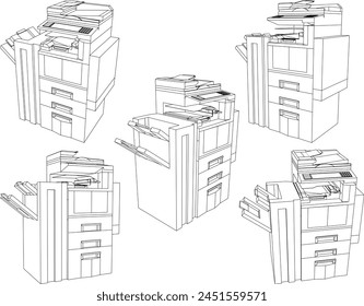 vector design sketch illustration of a large photocopy machine