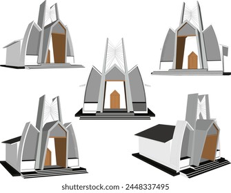 Ilustración de boceto de diseño de Vector, templo moderno de ofrenda minimalista, ofrenda de iglesia sagrada