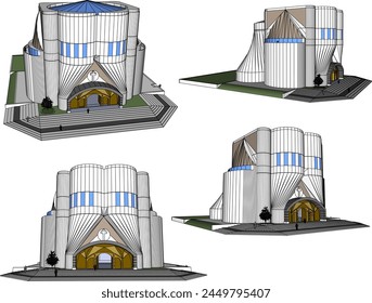 vector design sketch illustration of a modern minimalist offering of a sacred church building