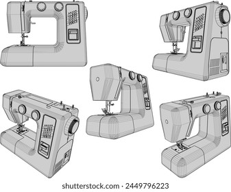 vector design sketch illustration of a modern automatic sewing machine for use in sewing clothes