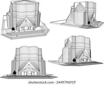 vector design sketch illustration of a modern minimalist offering of a sacred church building