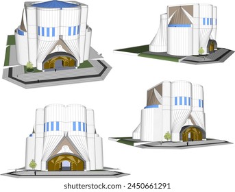 vector design sketch illustration of a modern minimalist offering of a sacred church building