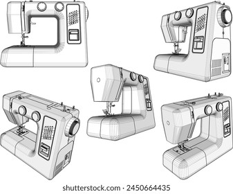 vector design sketch illustration of a modern automatic sewing machine for use in sewing clothes